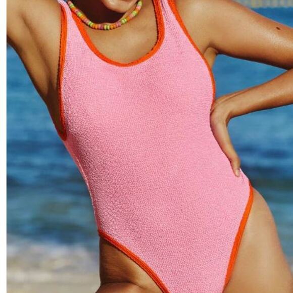 It's Now Cool Brand Crimped The Showtime Duo One Piece Swimsuit Size Large Pink - Picture 1 of 6